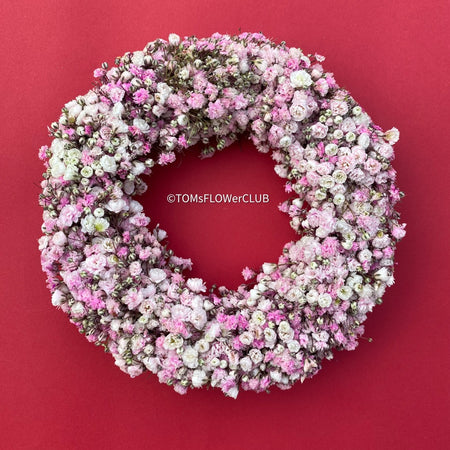 Natural tables wreath, door wreath, wedding wreath, hair wreath, romantic pink, rosa, organic, Tischdekoration, Deco, Gypsophila Paniculata, organic plants, for sale at TOMs FLOWer CLUB.