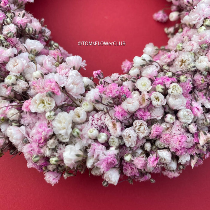 Natural tables wreath, door wreath, wedding wreath, hair wreath, romantic pink, rosa, organic, Tischdekoration, Deco, Gypsophila Paniculata, organic plants, for sale at TOMs FLOWer CLUB.