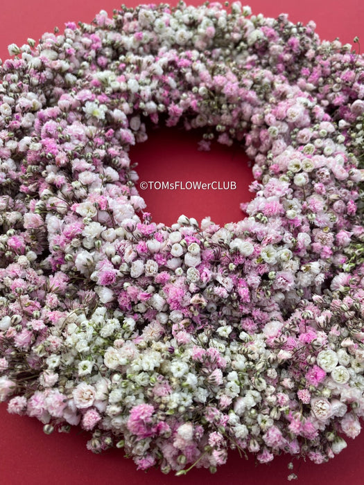 Natural tables wreath, door wreath, wedding wreath, hair wreath, romantic pink, rosa, organic, Tischdekoration, Deco, Gypsophila Paniculata, organic plants, for sale at TOMs FLOWer CLUB.