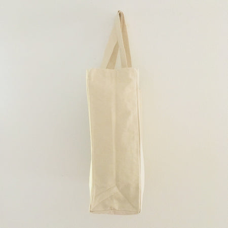 Beige “Tulip” tote bag large size – eco‑friendly shopping bag 100% organic cotton, side view, for sale at TOMs FLOWer CLUB