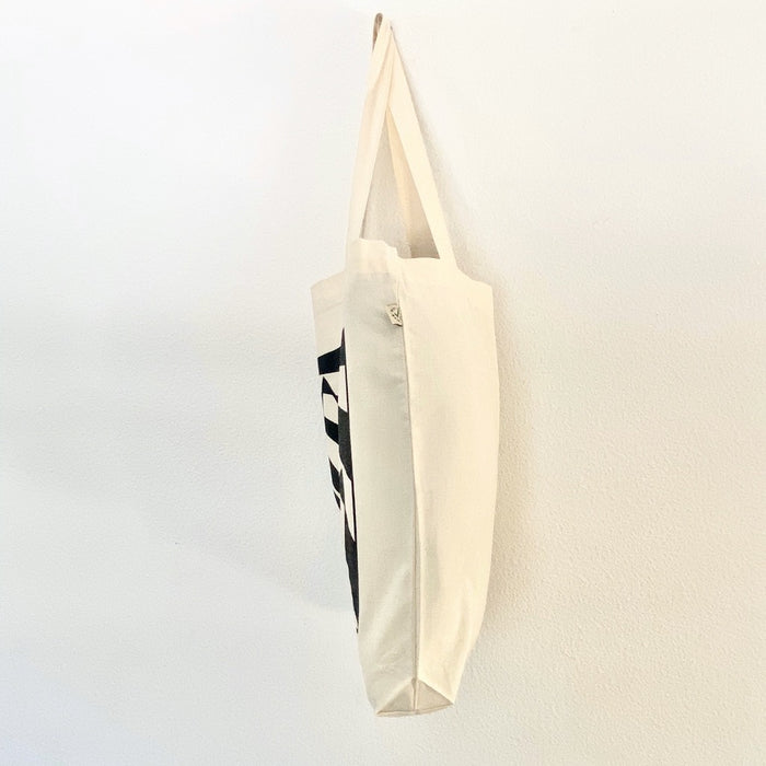 Side view of eco-friendly organic cotton tote bag – Tulip by TOMs FLOWer CLUB