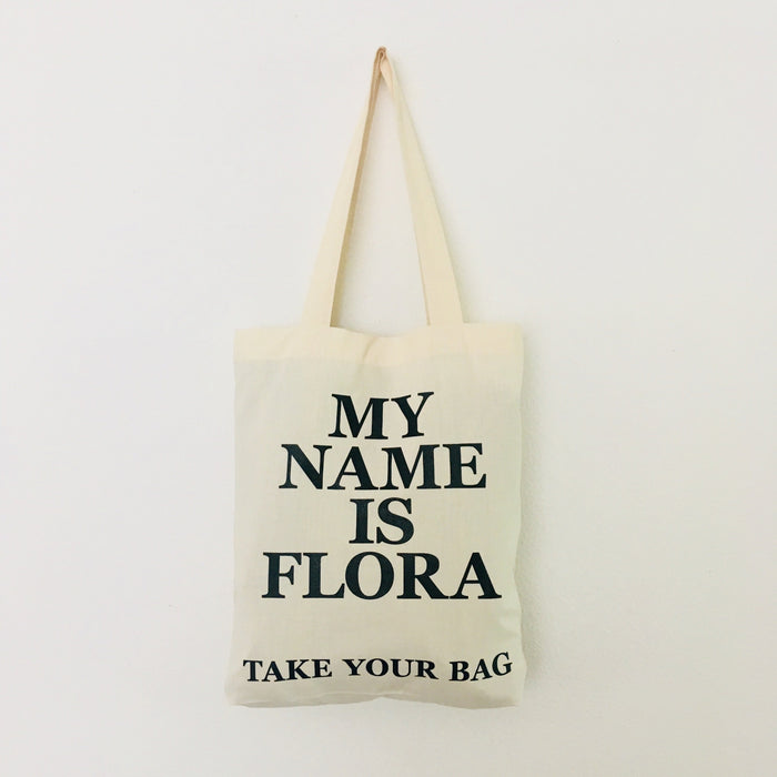 MY NAME IS FLORA Tote Bag – Organic Cotton - Fair Trade - beige bag - 36 x 40 x 7 cm