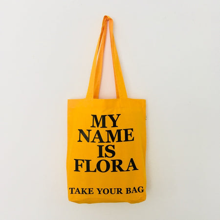 Organic cotton, certified cotton bags, Swiss design, TAKE YOUR BAG, TOMS FLOWER CLUB, Stofftasche, tote bag, shopping bag, Einkaufstasche, NEUTRAL, Certified Responsibility, EarthPositive, FAIRTRADE, my name is Flora