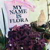 Organic cotton, certified cotton bags, Swiss design, TAKE YOUR BAG, TOMS FLOWER CLUB, Stofftasche, tote bag, shopping bag, Einkaufstasche, NEUTRAL, Certified Responsibility, EarthPositive, FAIRTRADE, my name is Flora